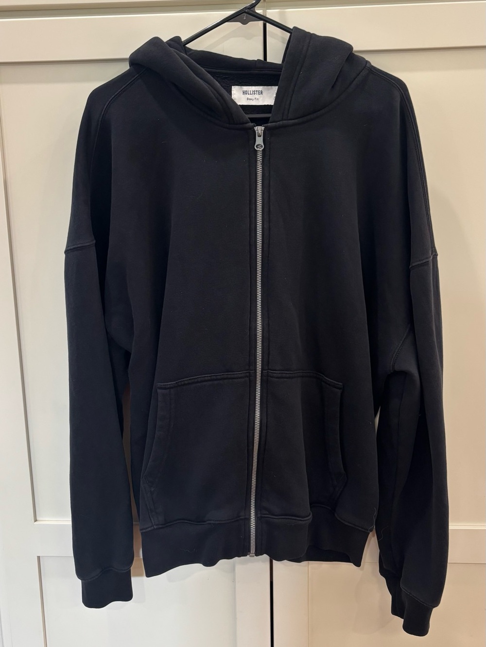Hollister Men's Black Full-Zip Hoodie Jacket with Hood